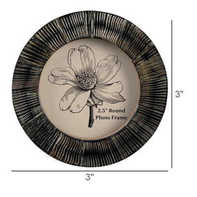 Picture Frame - Round, Chagrin Horn 2.5"