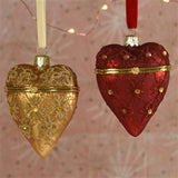 Bejeweled Heart Locket Ornament, Glass - Gold - Gold