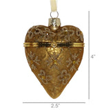 Bejeweled Heart Locket Ornament, Glass - Gold - Gold