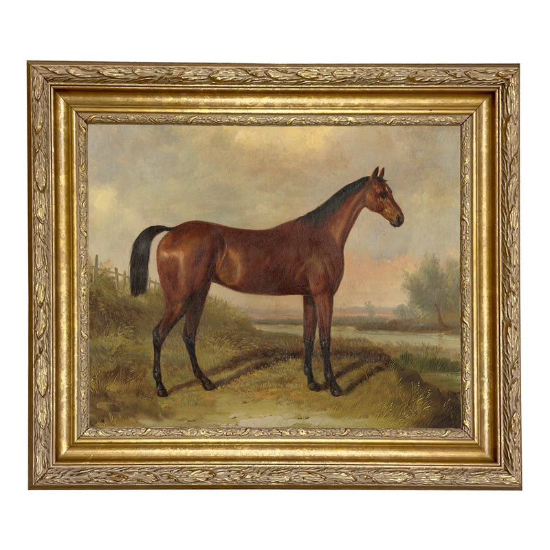 Hunter in a Landscape Framed Oil Painting Print on Canvas