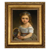 Little Girl with Basket of Plums Painting Print on Canvas