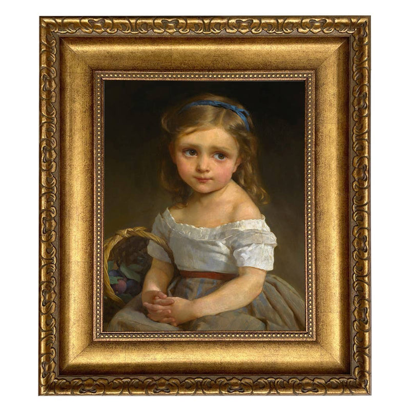 Little Girl with Basket of Plums Painting Print on Canvas