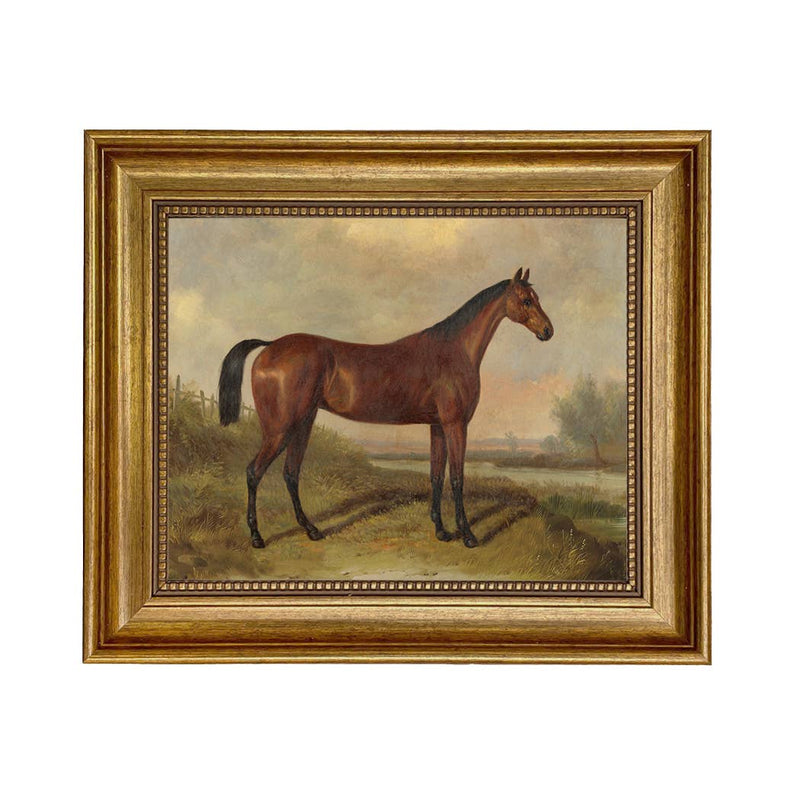 Hunter in a Landscape Framed Oil Painting Print on Canvas