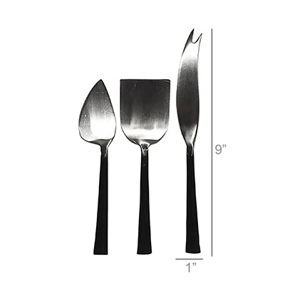 Aero Cheese Service, Stainless & Black Zinc - Set of 3