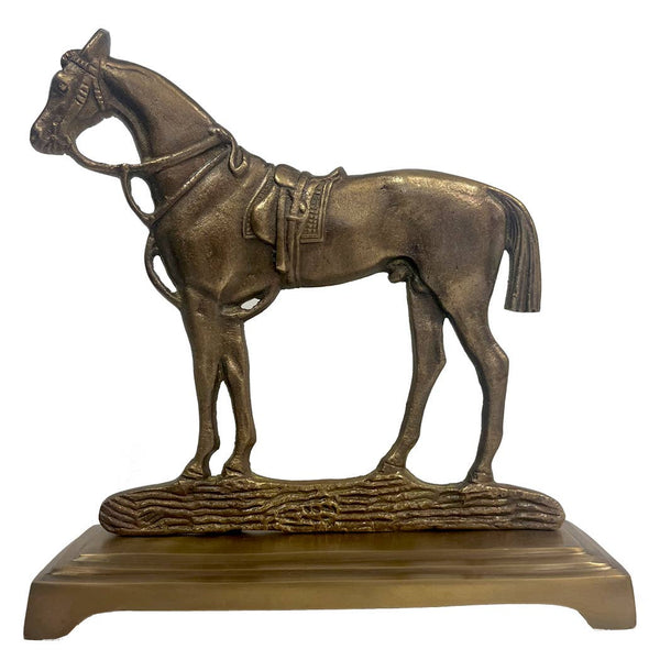 Antiqued Brass Horse Door Stopper- Antique Vintage Style