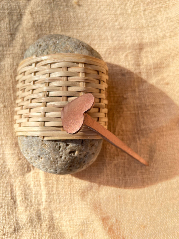 Hand forged Small Copper Heart Nail, India
