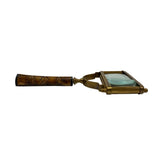 10-1/2" Rectangular Antiqued Brass Magnifier, Horn Handle