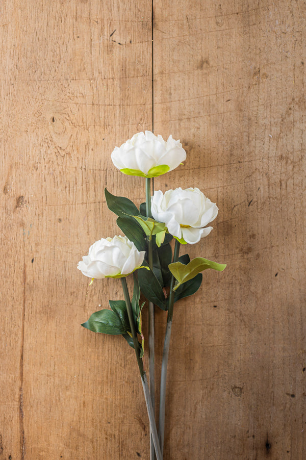 20" White Real Touch Peony Stem