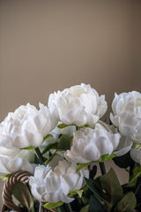 20" White Real Touch Peony Stem