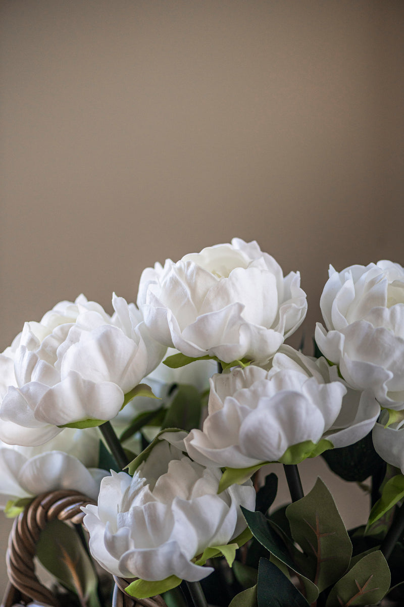 20" White Real Touch Peony Stem