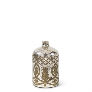 Etched Mercury Glass Bottle Vases