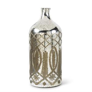 Etched Mercury Glass Bottle Vases