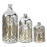 Etched Mercury Glass Bottle Vases