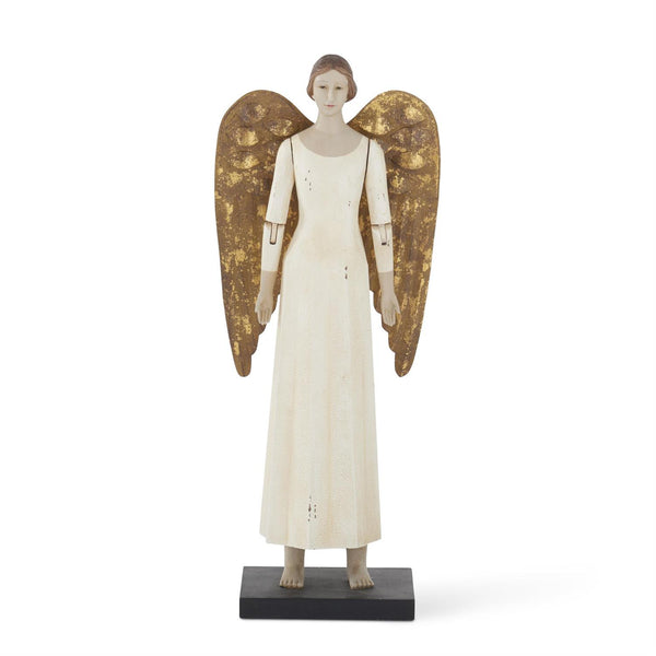 19.25 Inch Cream Angel w/Gold Tin Wings