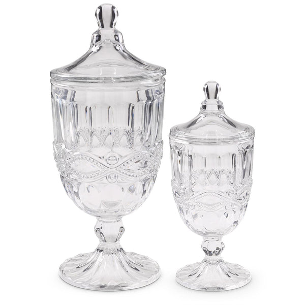 Cast Clear Glass Urns w/Lids