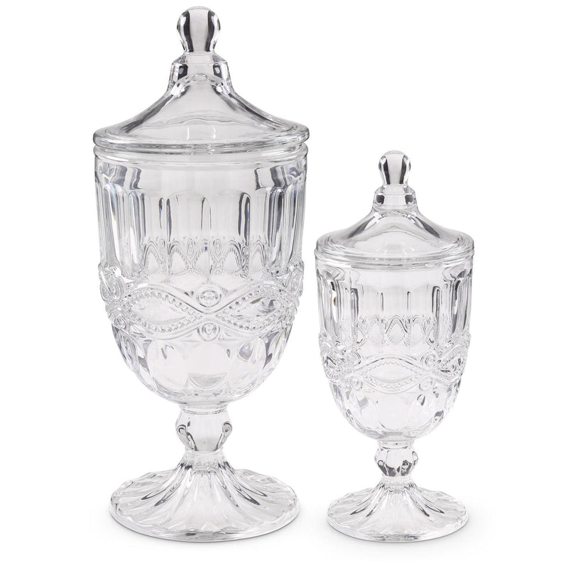 Cast Clear Glass Urns w/Lids