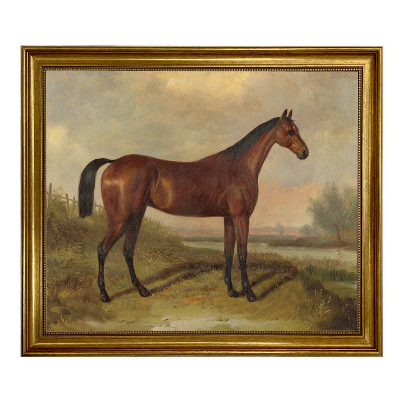 Hunter in a Landscape Framed Oil Painting Print on Canvas