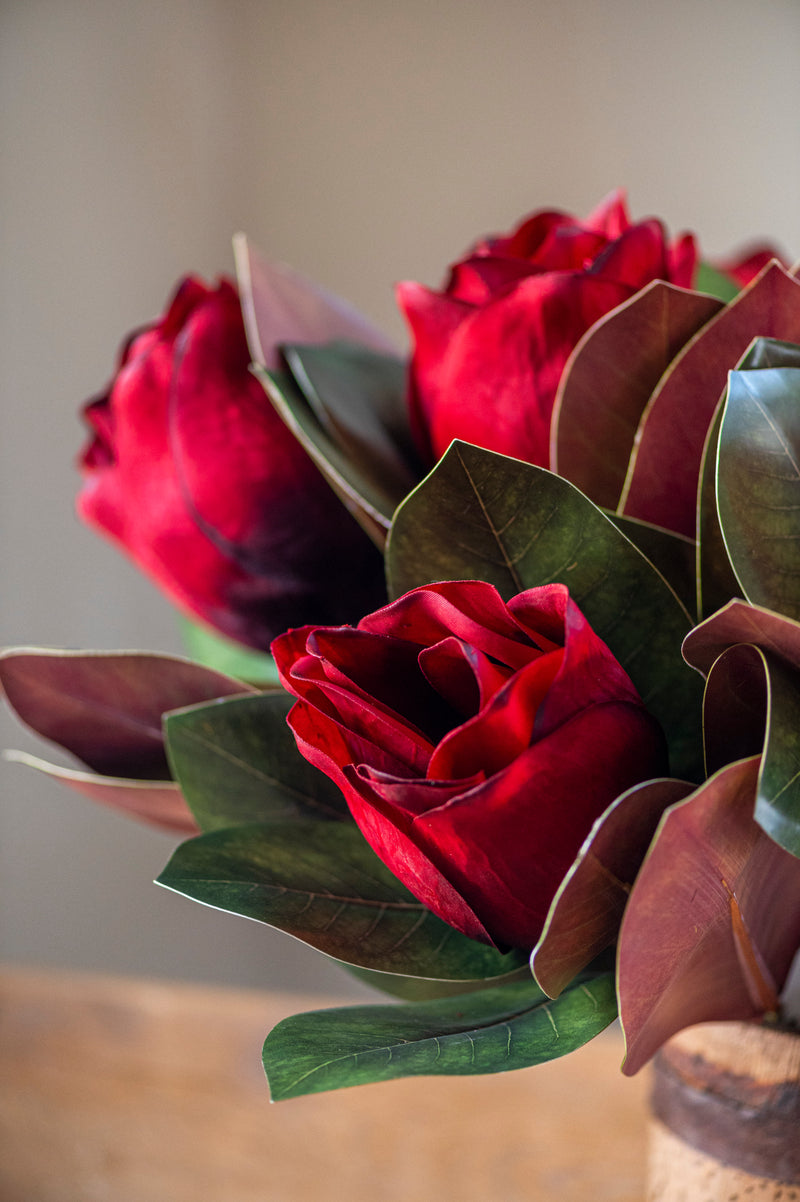 17" Burgundy Magnolia Stem