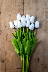 27" White Silk w/Real Touch Single Tulip Stem