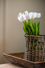 27" White Silk w/Real Touch Single Tulip Stem