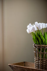 27" White Silk w/Real Touch Single Tulip Stem