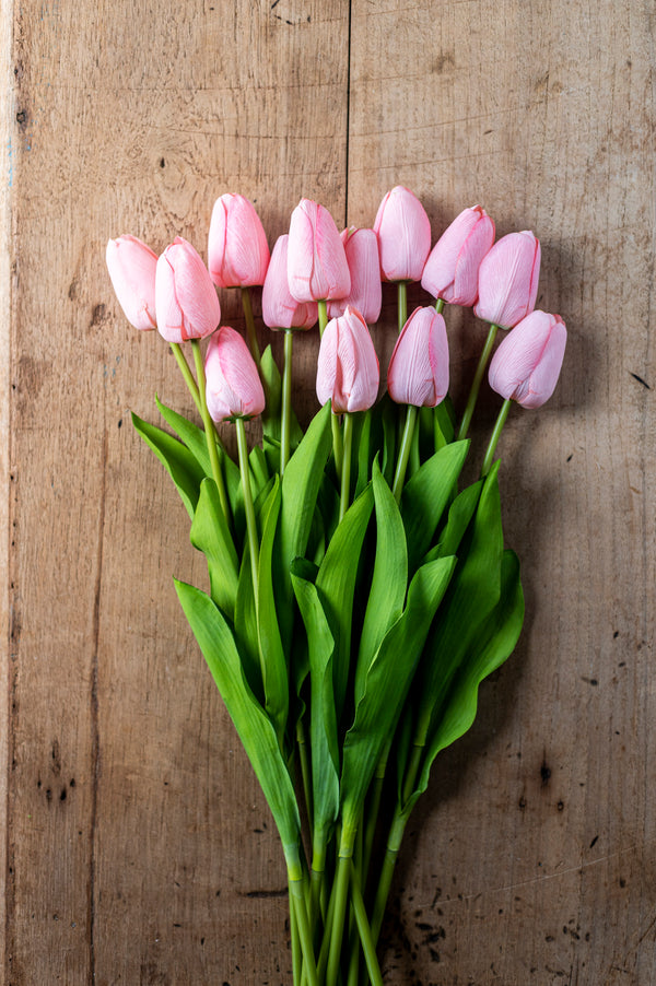 27" Pink Silk w/Real Touch Single Tulip Stem