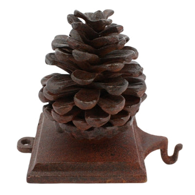 STOCKING HOLDER PINECONE - CAST IRON - RUST