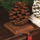 STOCKING HOLDER PINECONE - CAST IRON - RUST