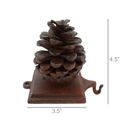 STOCKING HOLDER PINECONE - CAST IRON - RUST