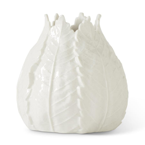 6" White Ceramic Leaf Vase