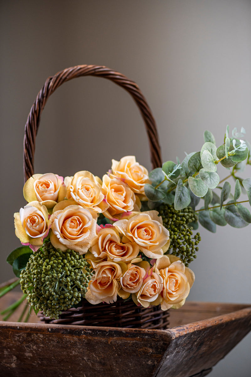 17" Light Green Real Touch Full Bloom Rose Stem w/Foliage Bundle (6