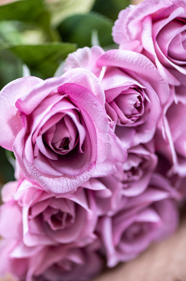 17" Light Purple Real Touch Full Bloom Rose Stem w/Foliage Bundle