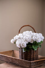 17" White Real Touch Full Bloom Rose Stem w/Foliage Bundle (6 Stems
