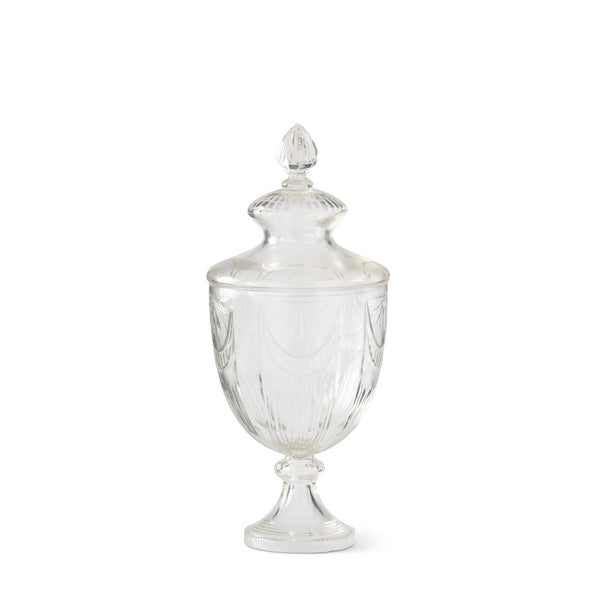 21" Clear Glass Sunrise Etched Lidded Jar