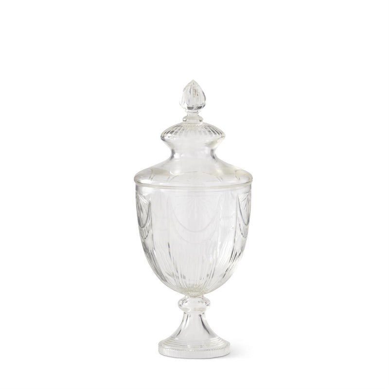 21" Clear Glass Sunrise Etched Lidded Jar