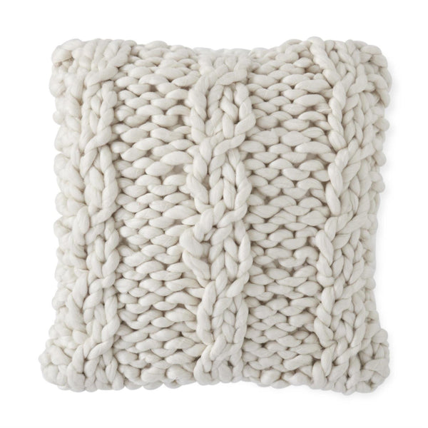 20" Cream Hand Knit Braided Pillow