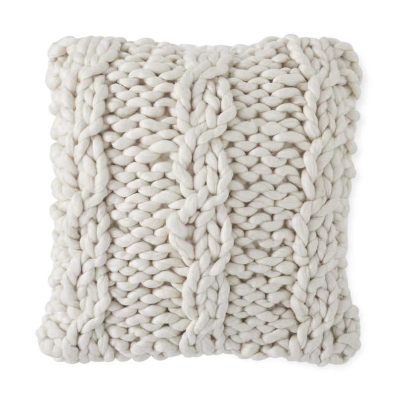 20" Cream Hand Knit Braided Pillow