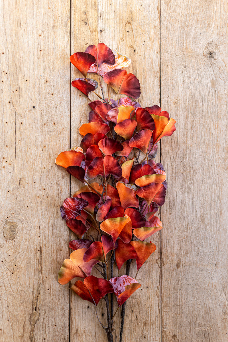 30 Inch Orange Two-Tone Gingko Stem