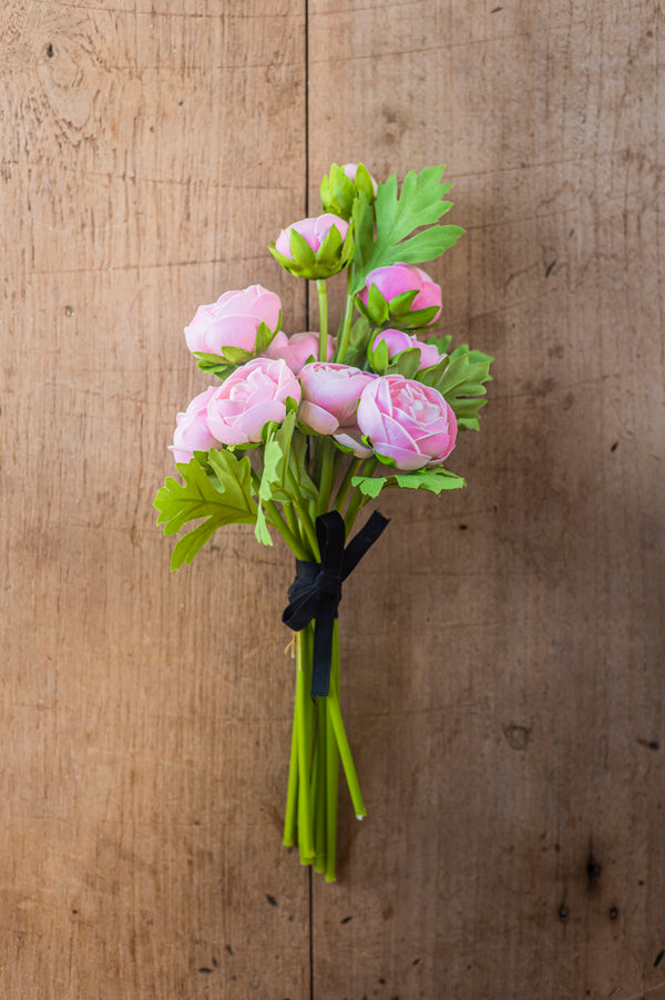 15 Inch Pink Real Touch Ranunculus Bundle (10 Stems
