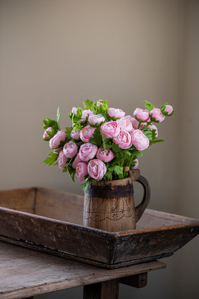 15 Inch Pink Real Touch Ranunculus Bundle (10 Stems