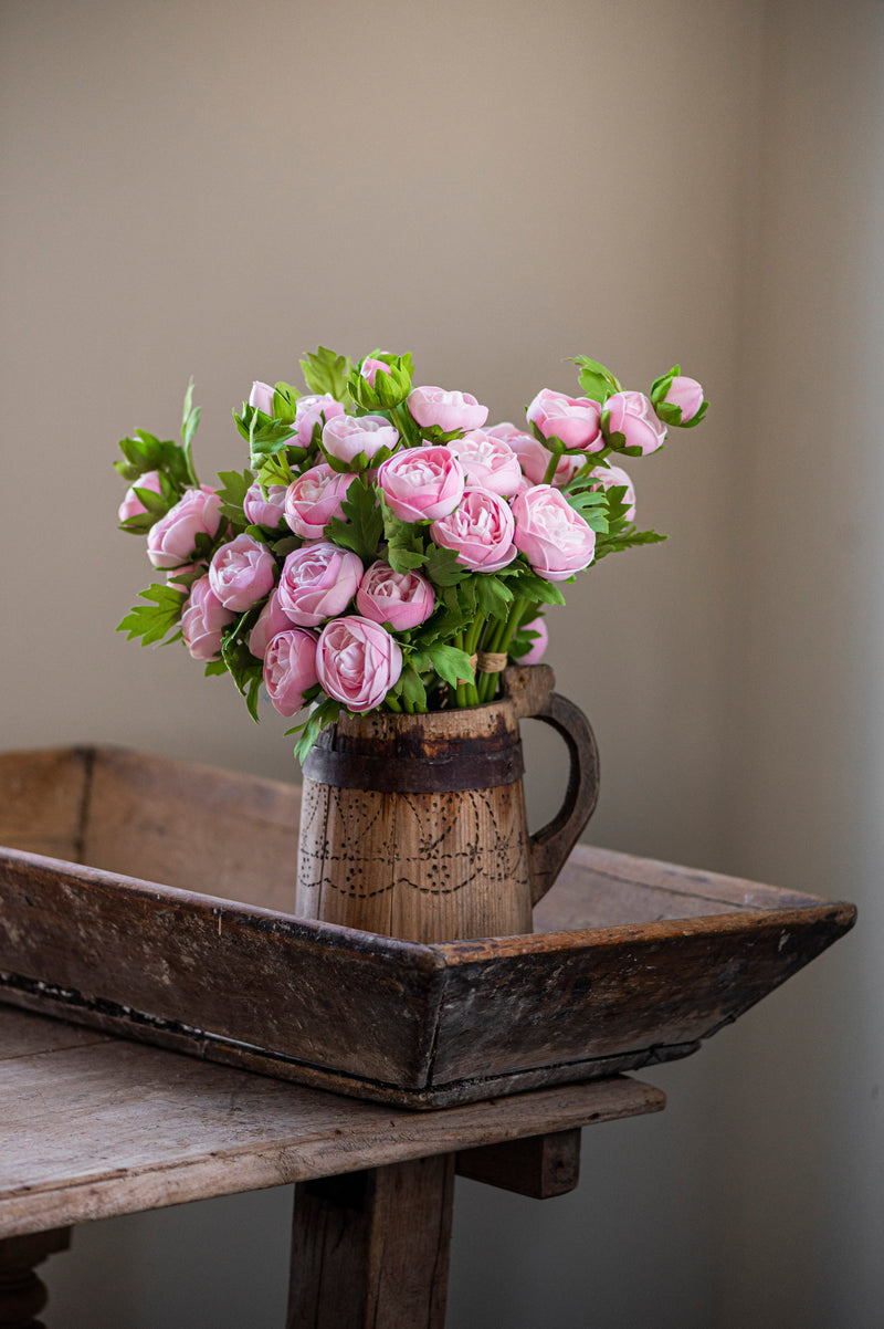 15 Inch Pink Real Touch Ranunculus Bundle (10 Stems