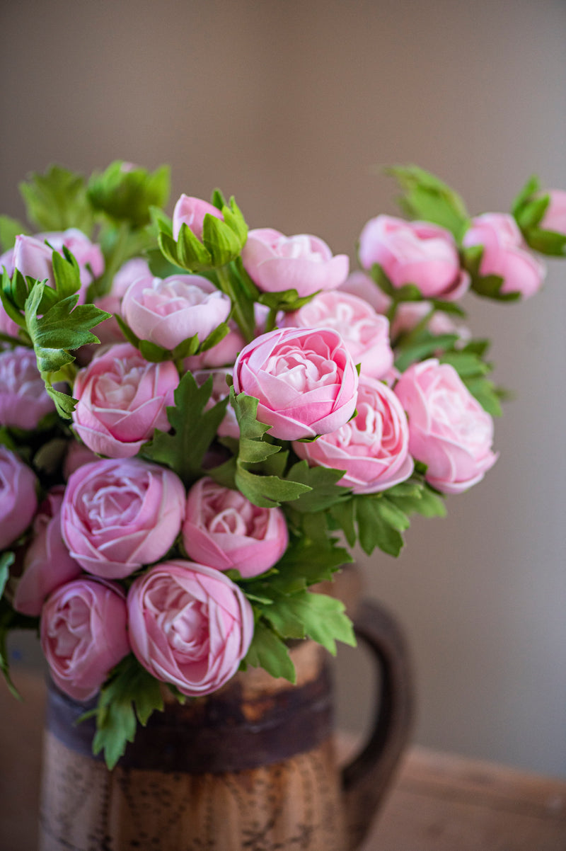 15 Inch Pink Real Touch Ranunculus Bundle (10 Stems