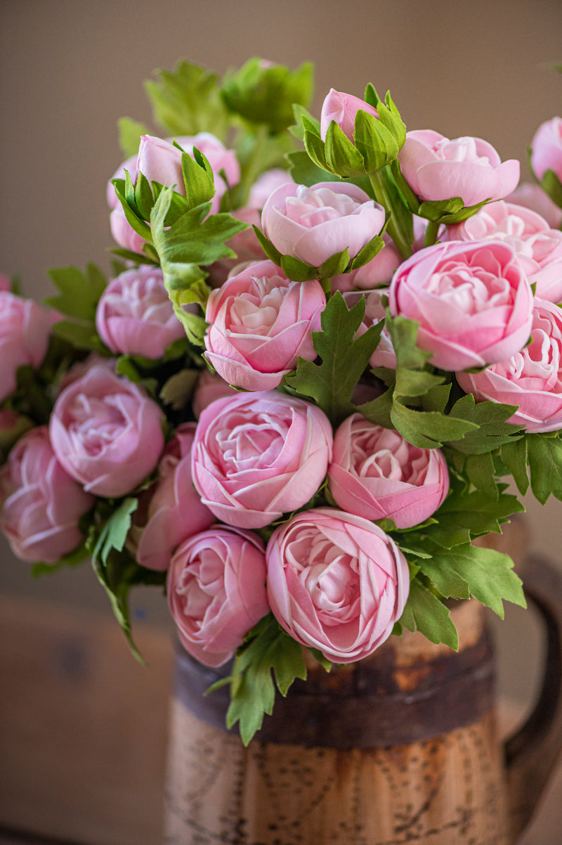 15 Inch Pink Real Touch Ranunculus Bundle (10 Stems