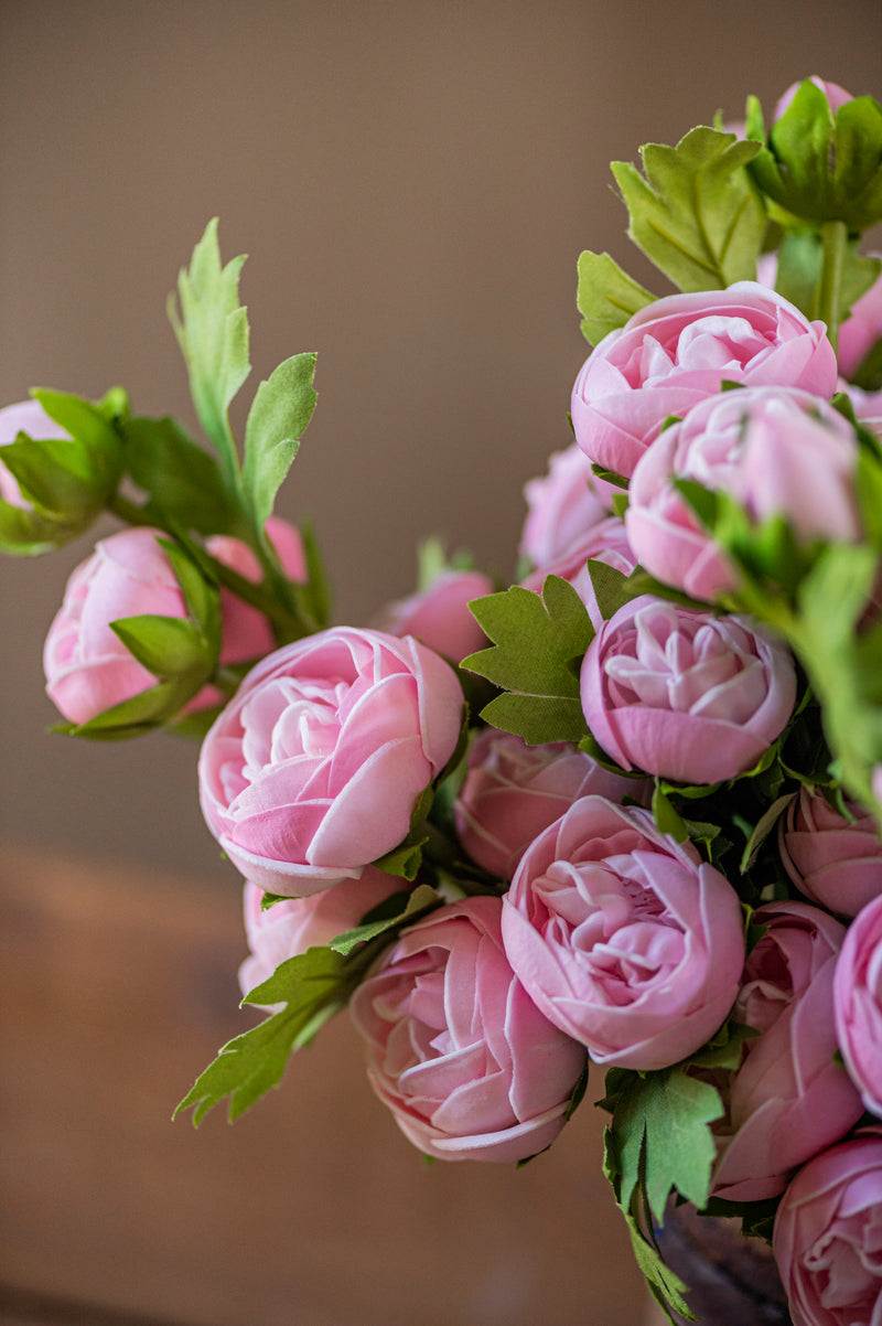 15 Inch Pink Real Touch Ranunculus Bundle (10 Stems