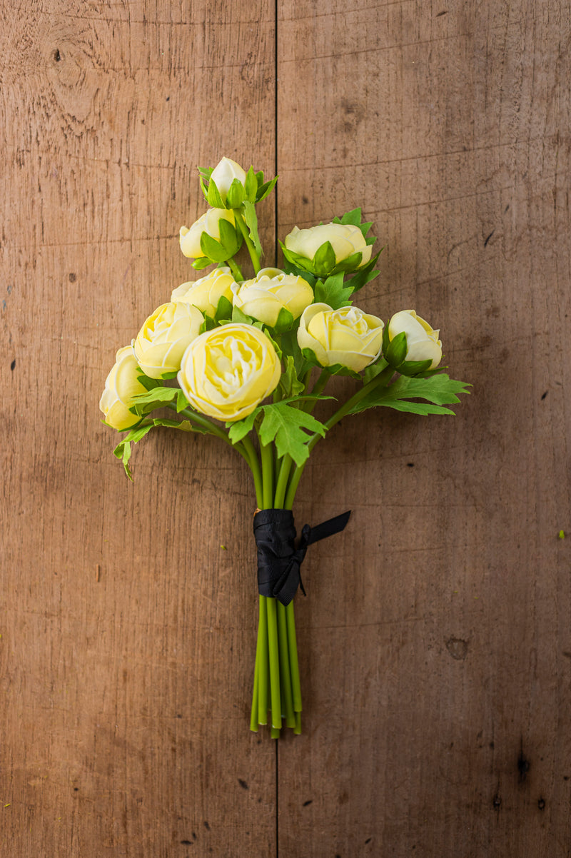 15 Inch Light Yellow Real Touch Ranunculus Bundle