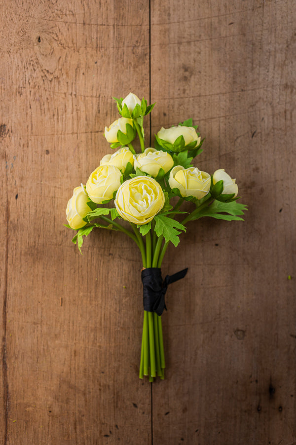 15 Inch Light Yellow Real Touch Ranunculus Bundle