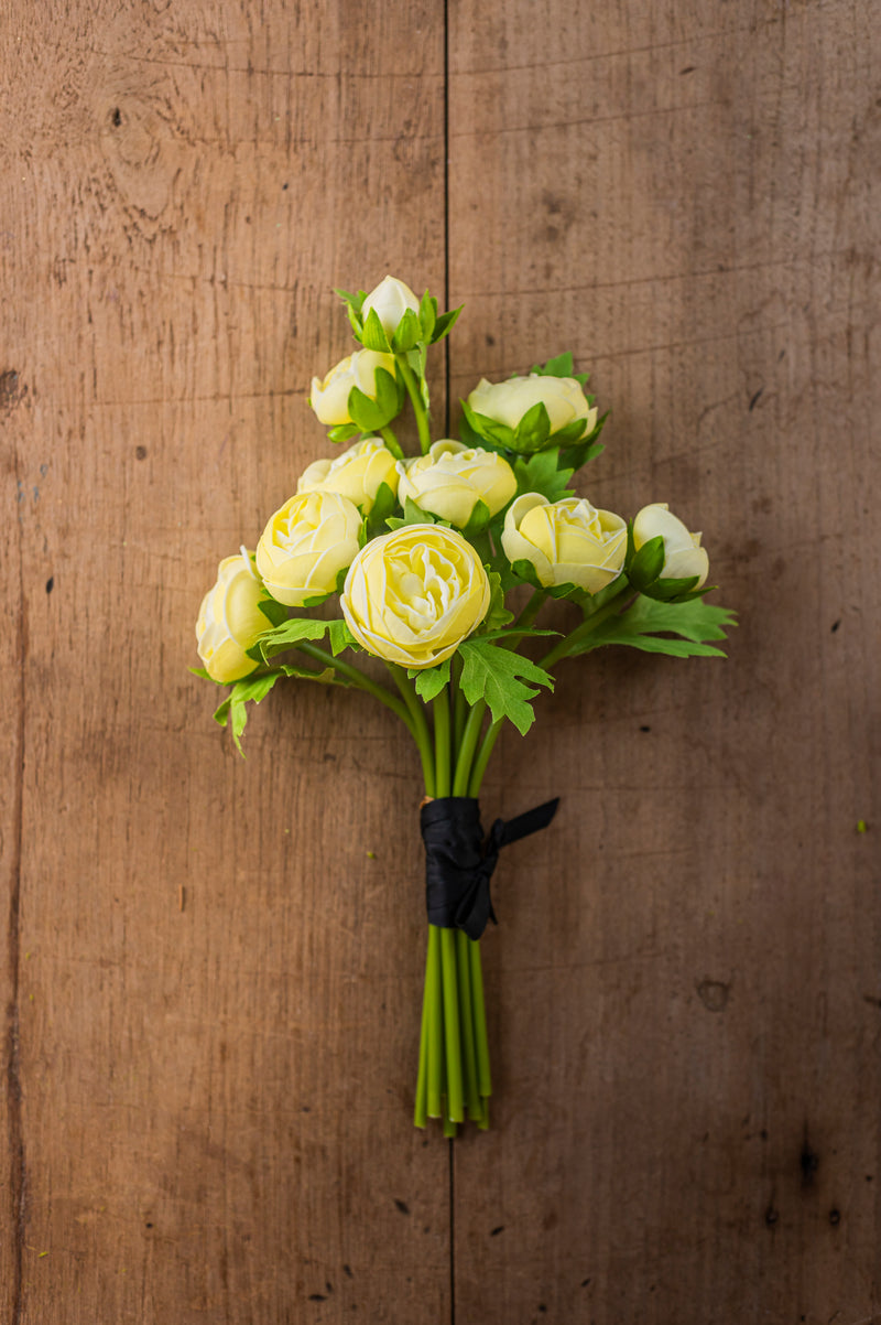 15 Inch Light Yellow Real Touch Ranunculus Bundle