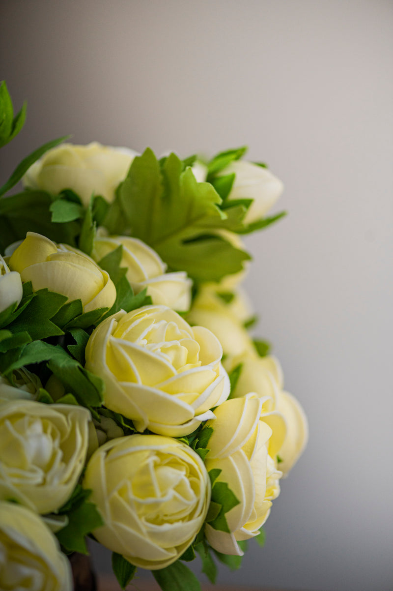 15 Inch Light Yellow Real Touch Ranunculus Bundle