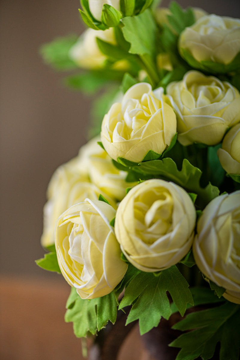 15 Inch Light Yellow Real Touch Ranunculus Bundle