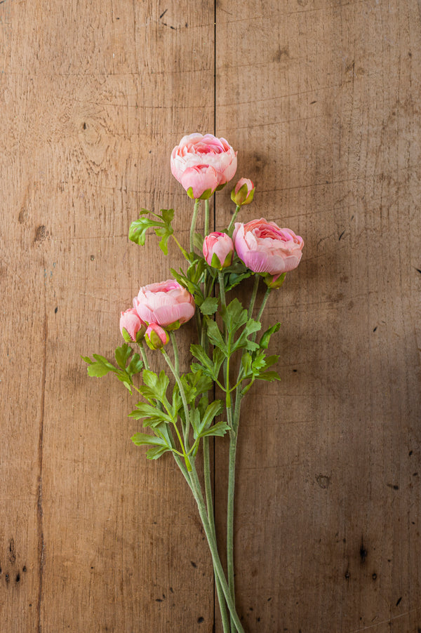 23" Light Pink Real Touch 3 Head Ranunculus Stem